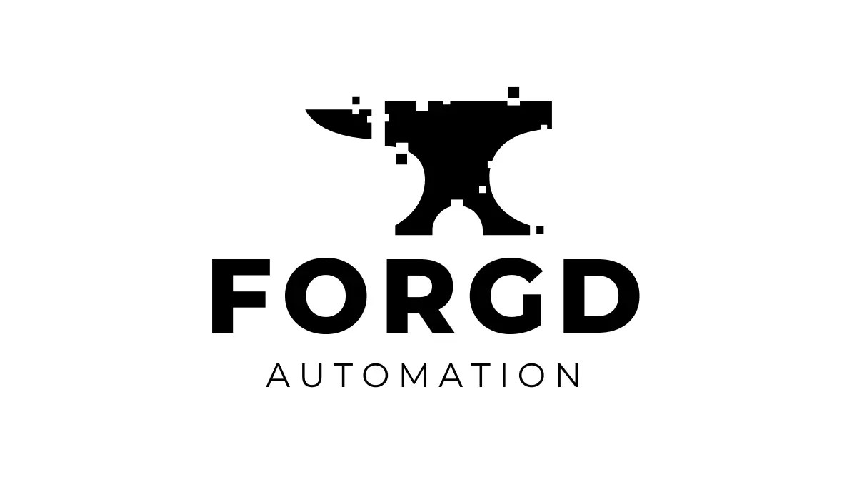 a black digital anvil ford automation logo